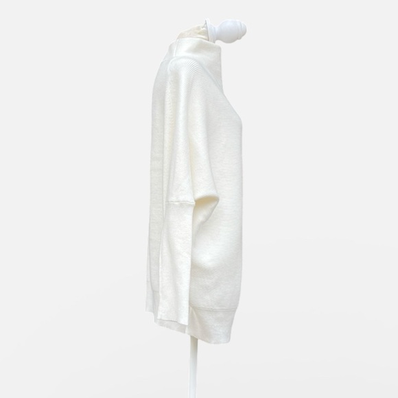 NWT Zenana Dolman Sleeve Mock Neck Ribbed Sweater in Off White Size M - Picture 6 of 10